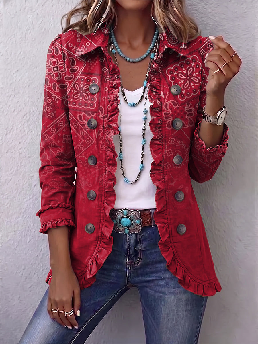 CRISELLE | Chaqueta Bohemia Cachemira Ombré con Volantes