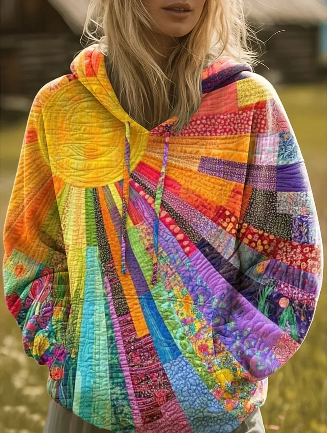 DANIELA | Sudadera con Capucha Patchwork Bohemia