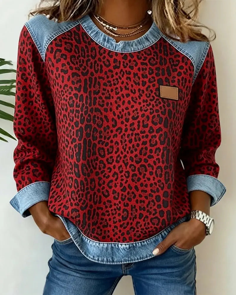 ESMÉE | Jersey Patchwork de Leopardo con Ajuste Favorecedor