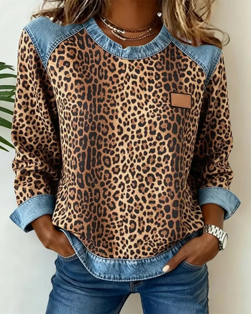 ESMÉE | Jersey Patchwork de Leopardo con Ajuste Favorecedor