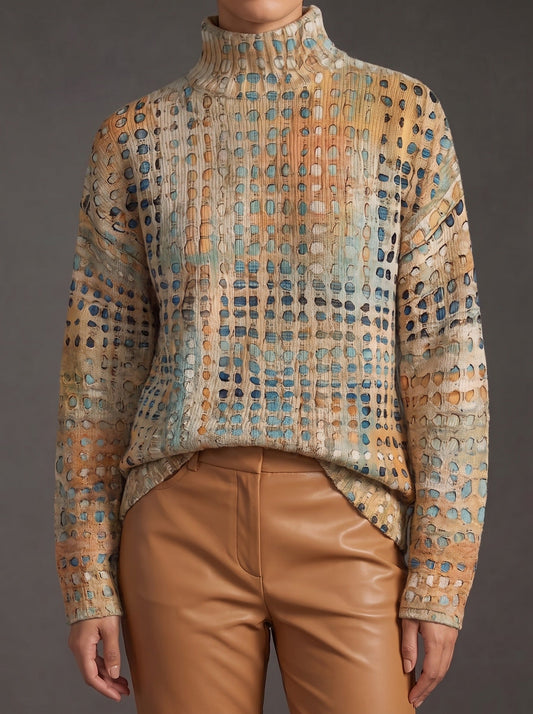 BRYNDLE | Jersey de Cuello Alto Cuadrícula Otoñal