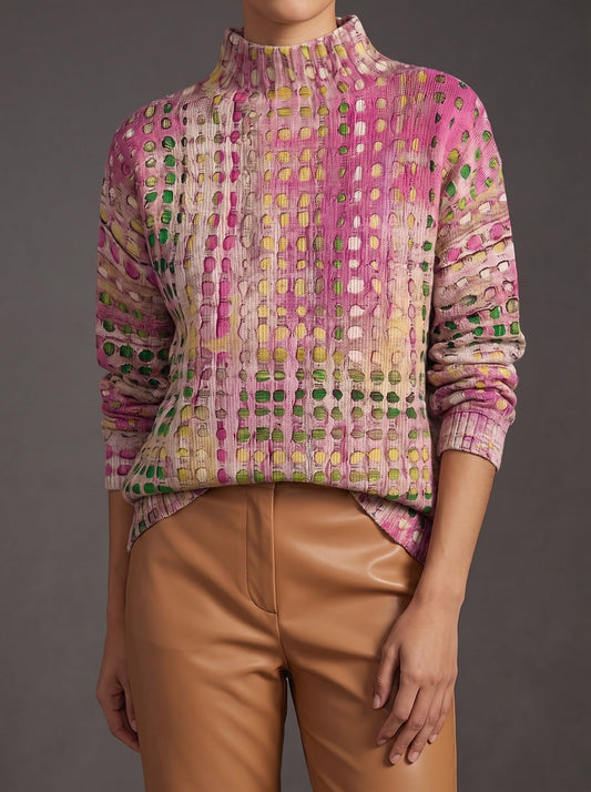 CALYX | Jersey de Cuello Alto Rejilla de Puntos Orquídea