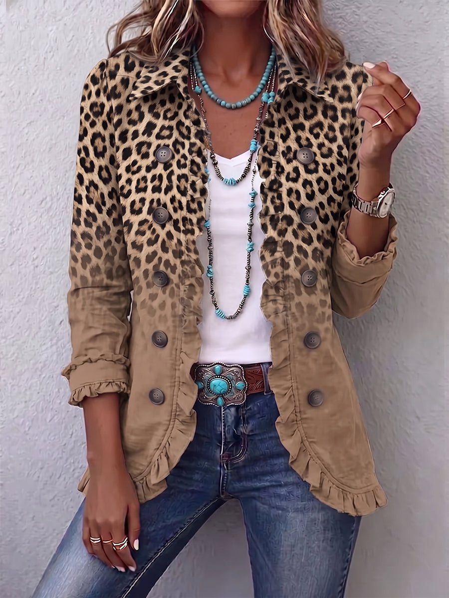 TAWNY | Chaqueta Vintage Degradado de Leopardo con Volantes