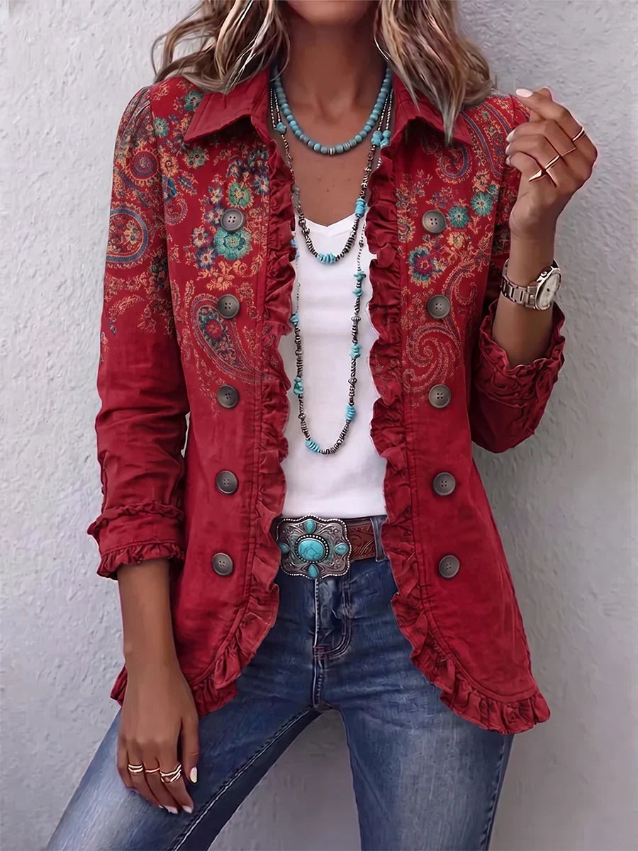 FAYRENE | Chaqueta Bohemia de Cachemira con Volantes