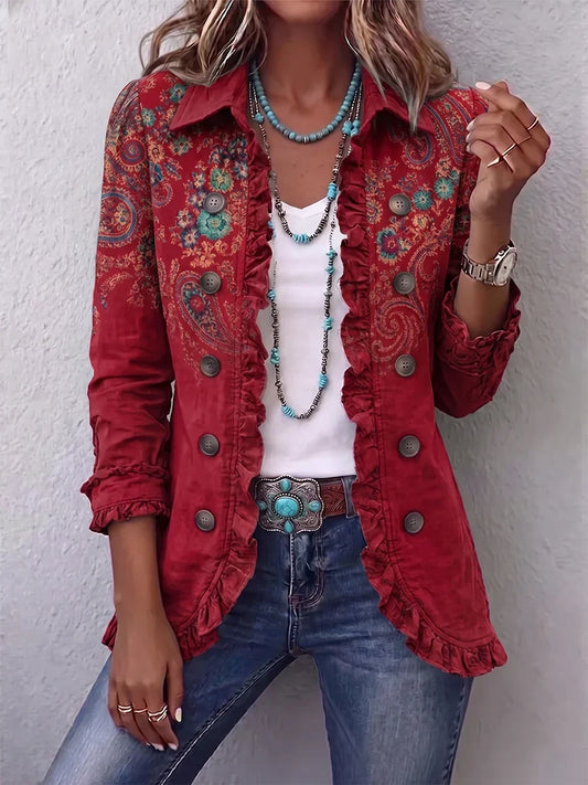 FAYRENE | Chaqueta Bohemia de Cachemira con Volantes