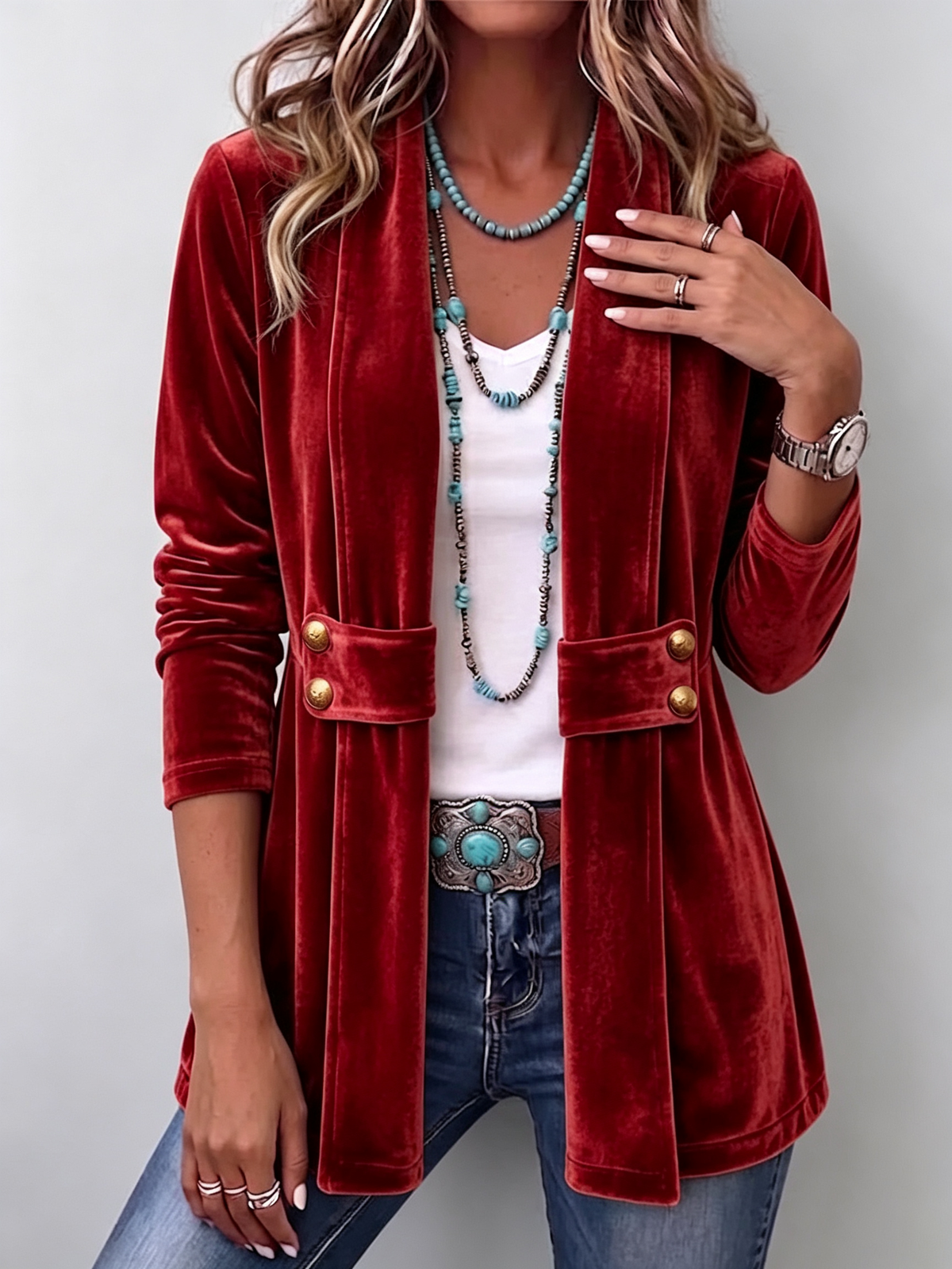 HOLLIWELL | Chaqueta Vintage Solapa Manga Larga Abierta