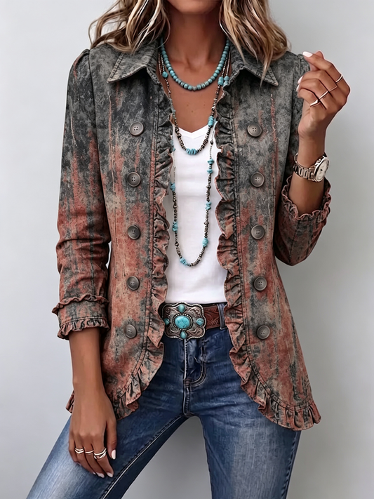 BRISTOW | Chaqueta Vintage Degradado Texturizado con Volantes