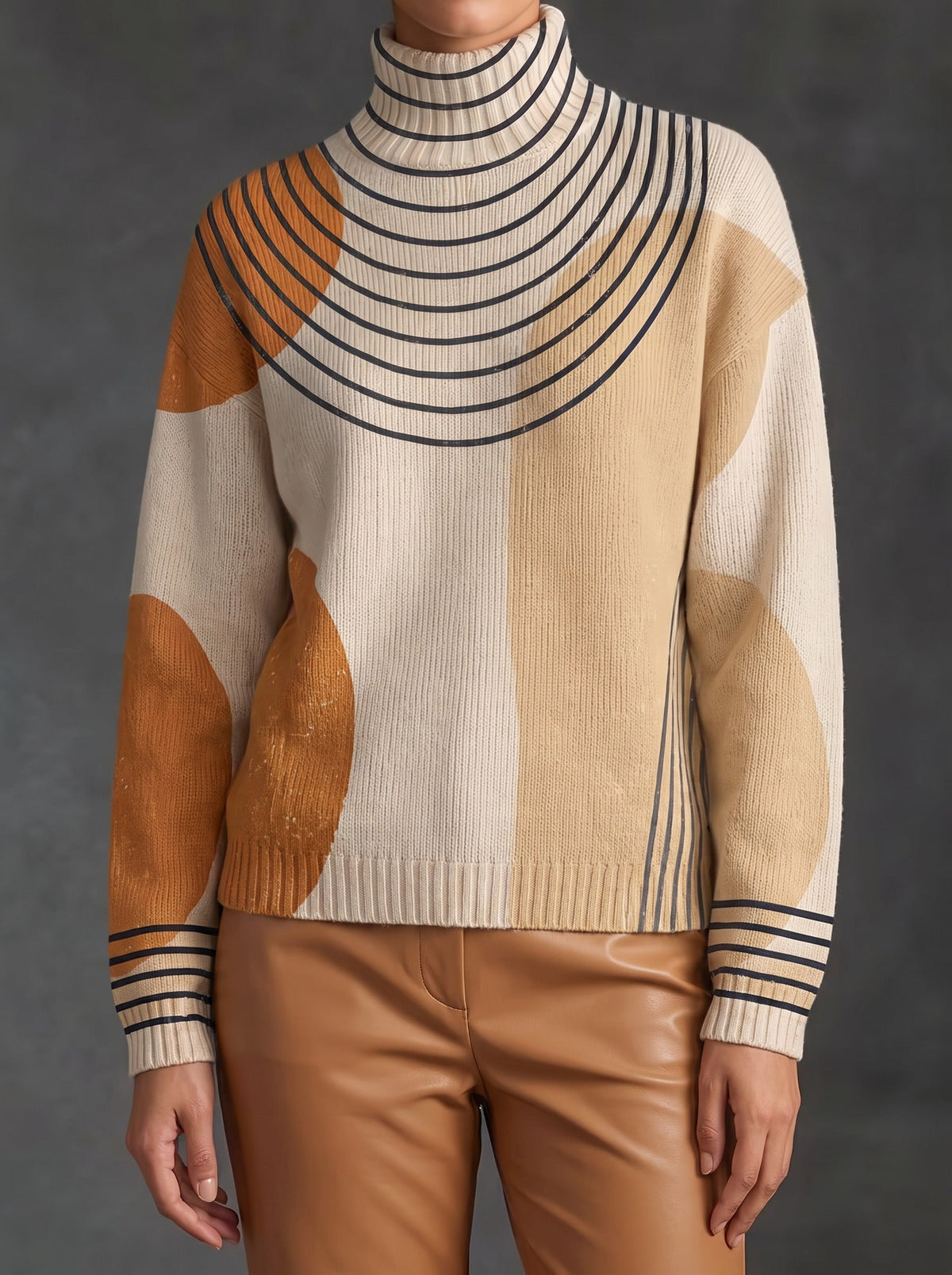 PERRINE | Jersey de Cuello Alto Bloques de Color con Arcos