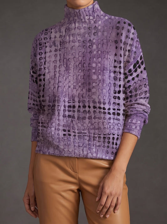 YSOLDE | Jersey de Cuello Alto Rejilla Lavanda